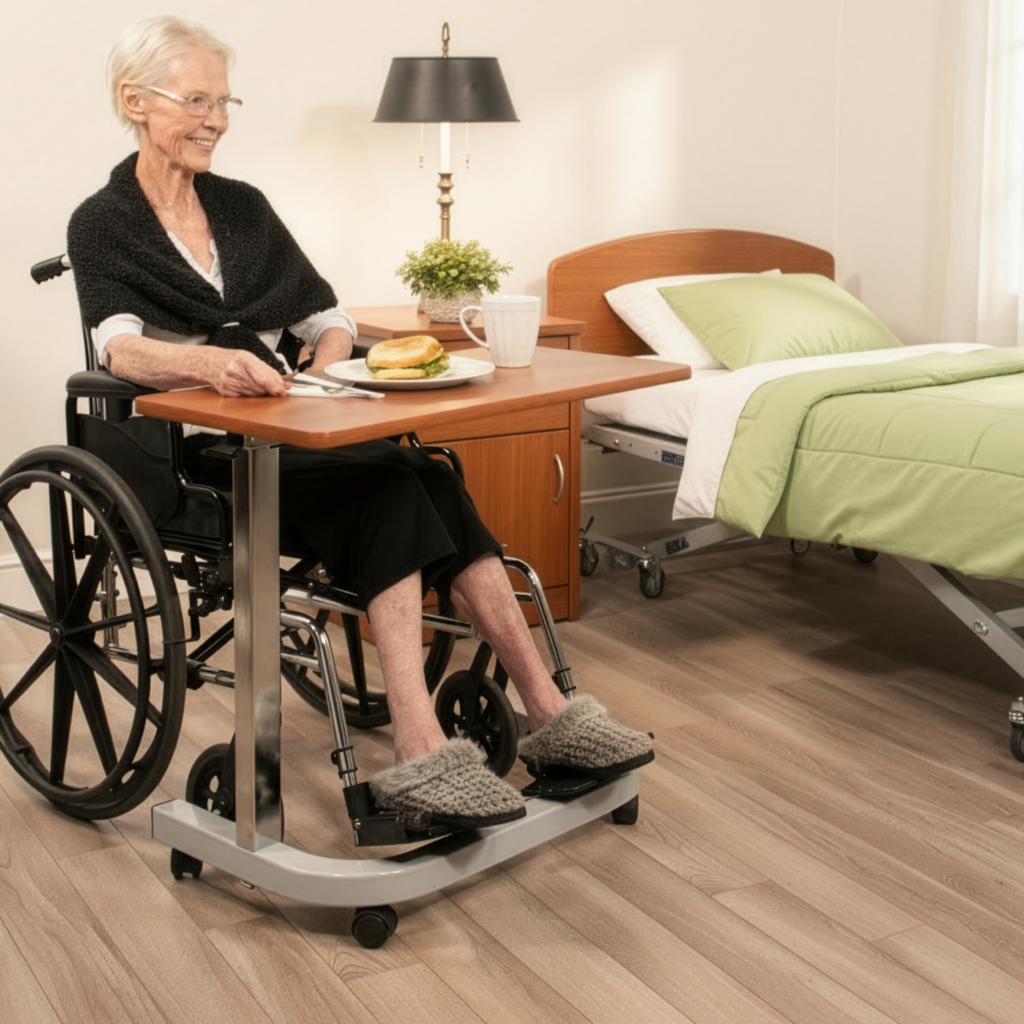 SPAN Overbed Table Wide C Shaped Base Room